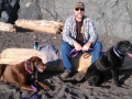 Jerry, Jasmine and Pepper relaxing on the beach at Humbug Mountain State Park