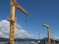 Dry dock hoists on pier at Port Orford