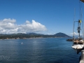 Fishing boat being hoisted onto dry dock at Port Orford