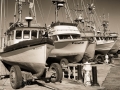 Fishing boats in dry dock at Port Orford