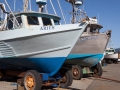 Fishing boats in dry dock at Port Orford