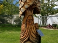 Wooden sculpture by Fraser River at Hope, British Columbia