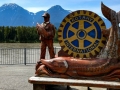Wooden sculpture by Fraser River at Hope, British Columbia