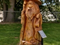 Wooden sculpture by Fraser River at Hope, British Columbia