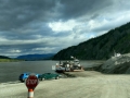 Waiting to cross the Yukon River on the George Black Ferry at Dawson City, YT