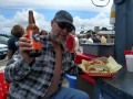 Jerry enjoying a brew & fish tacos at Tony's Crab Shack