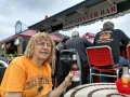 Kim enjoying a brew & lunch at Tony's Crab Shack