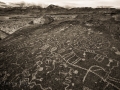 Bishop Sky Stone petroglyphs on the Volcanic Tableland - black & white