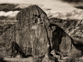 Chalfant Valley petroglyphs on the Volcanic Tableland - black & white