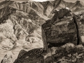 Chalfant Valley petroglyphs on the Volcanic Tableland - black & white