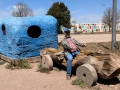 Pulling our new trailer at Bedrock City