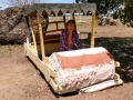 Kim taking a test drive at Bedrock City