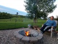 Shirley relaxing in backyard