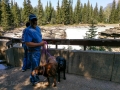 Jasper NP - Jerry & the pups at Athabasca Falls