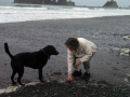 Mom & Pepper playing on First Beach