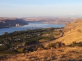 Maryhill Vista - wooded area along river marks Maryhill SP & Peach Beach Park