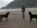 Kim and pups at Manzanita Beach