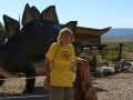 Kim & dino-friend at Dinosaur National Monument, Utah/Colorado