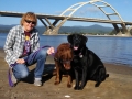 Kim, Jasmine & Pepper on beach at Alsea Bay