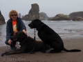 Kim and the pups at Bandon Beach