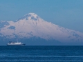 Mt Augustine Volcano and Passing Ship