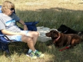 Kim & the Pups Picnicking at Devils Tower