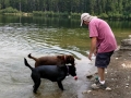 Jerry & the Pups at Hungry Horse Reservoir