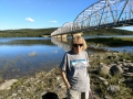 Teslin, YT - Yukon Motel RV Park - Kim at Nisutlin Inlet Bridge