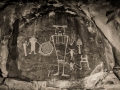 McGee Springs rock art panel by night - Dinosaur National Monument, Utah/Colorado - black and white