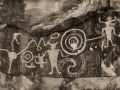 McGee Springs rock art panel by night - Dinosaur National Monument, Utah/Colorado - black and white