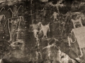 McGee Springs rock art panel by night - Dinosaur National Monument, Utah/Colorado - black and white