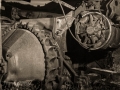 Abandoned machinery - Harper ghost town - Nine Mile Canyon - black and white