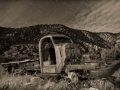 Abandoned truck - Harper ghost town - Nine Mile Canyon - black and white