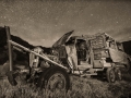 Abandoned truck nightscape - Harper ghost town - Nine Mile Canyon - black and white