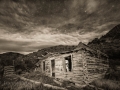 Abandoned cabin - Harper ghost town - Nine Mile Canyon - black and white