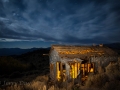 Historic Chemung Mine ruins by night