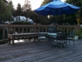 Patio deck & pond at Rainbows End RV Park