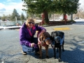 Kim, Pepper & Jasmine going for a walk in the snow.