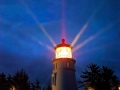 Umpqua River Lighthouse beacon and last quarter moon (2011)