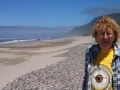 Kim on beach at Carl G. Washburne Memorial State Park